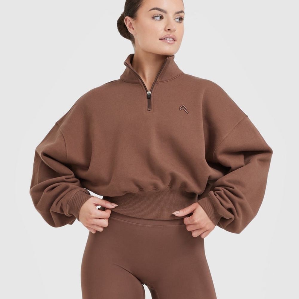 Oner Active - All Day 1/4 zip Crop Sweatshirt - Chestnut